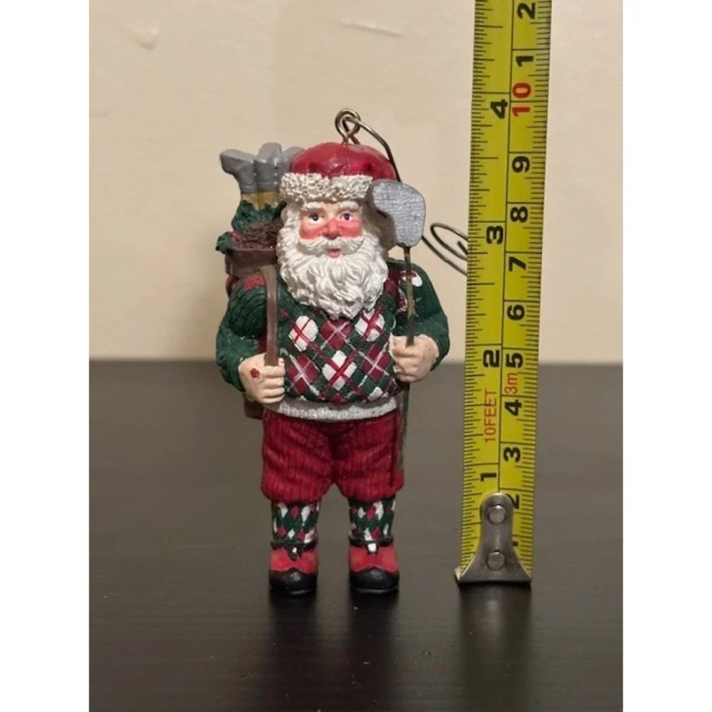 Santa Claus Golfer Christmas Ornament Figurine Holiday Decor